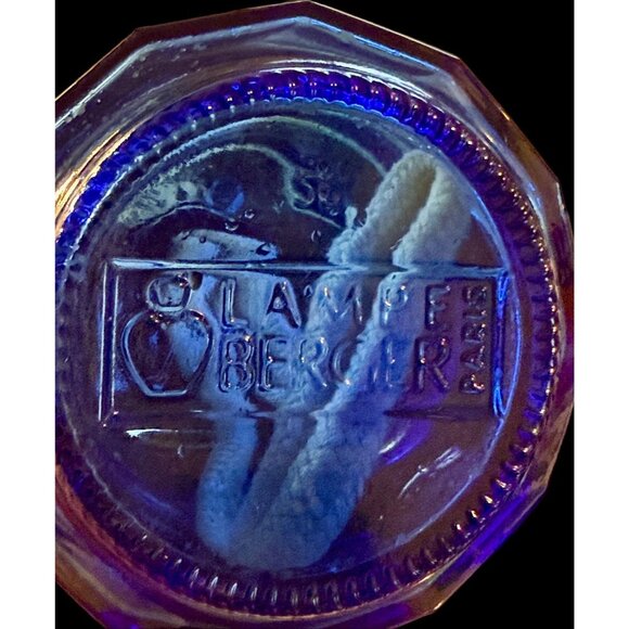 LAMPE BERGER Cobalt Blue 6" Tall Fragrance Lamp Silver Tone Crown Complete - Picture 3 of 9